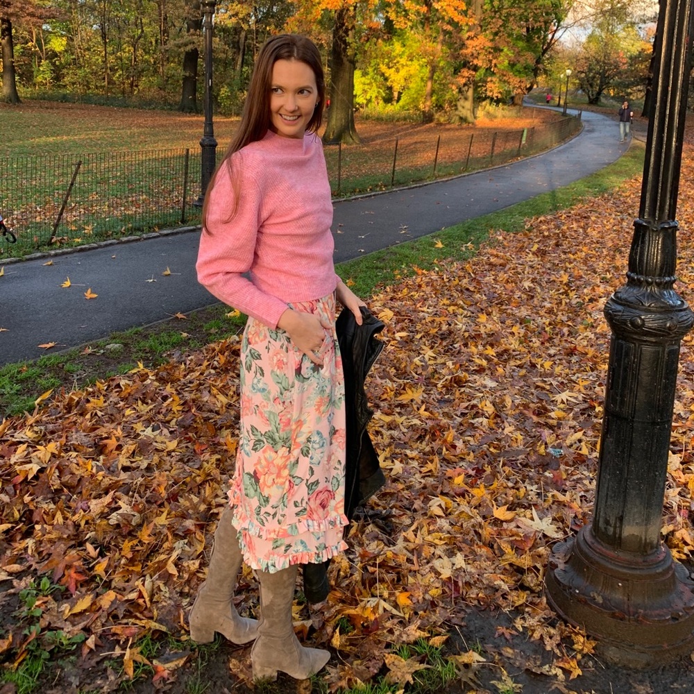 Pink fuzzy sweater
